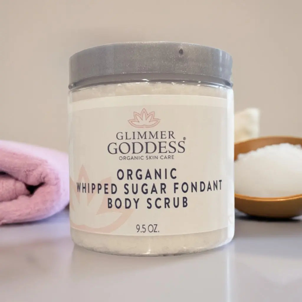 Organic Whipped Sugar Body Scrub – Crepey Skin Care DC-Glimmer Goddess®